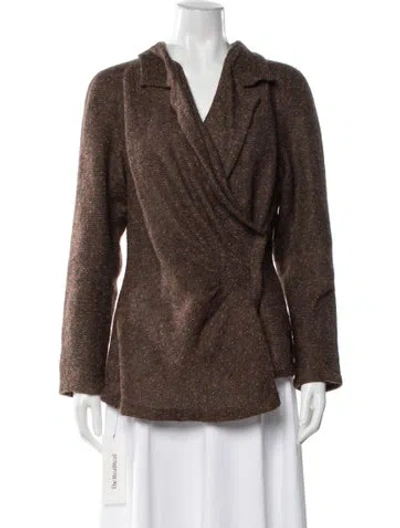 Pre-owned Lanvin Tweed Pattern Blazer In Brown