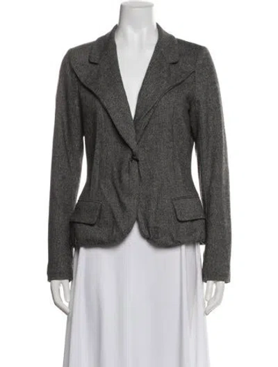 Pre-owned Lanvin Tweed Pattern Blazer In Gray
