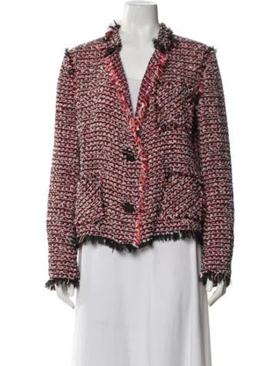 Pre-owned Lanvin Tweed Pattern Blazer In Red