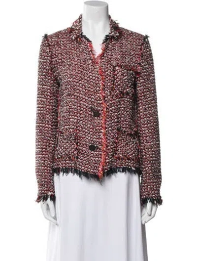 Pre-owned Lanvin Tweed Pattern Blazer In Red