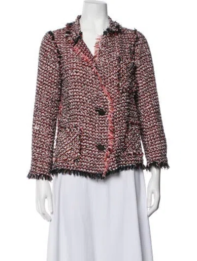 Pre-owned Lanvin Tweed Pattern Blazer In Red