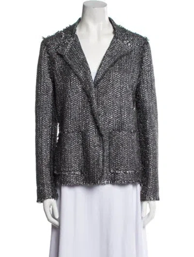 Pre-owned Lanvin Tweed Pattern Blazer In Silver