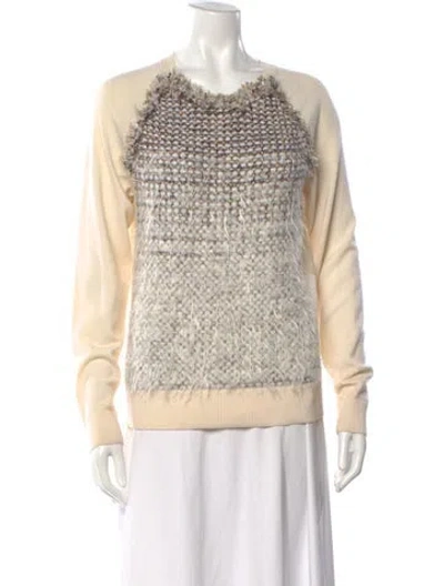 Pre-owned Lanvin Tweed Pattern Crew Neck Sweater In Neutrals