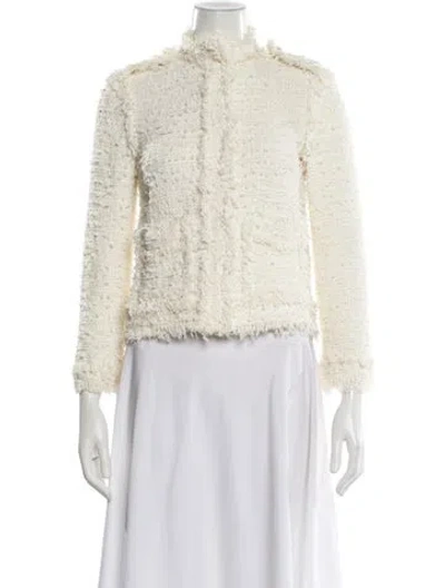 Pre-owned Lanvin Tweed Pattern Evening Jacket In White