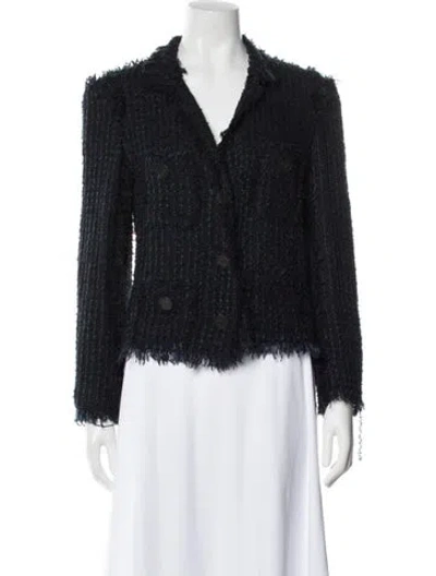 Pre-owned Lanvin Tweed Pattern Jacket In Blue