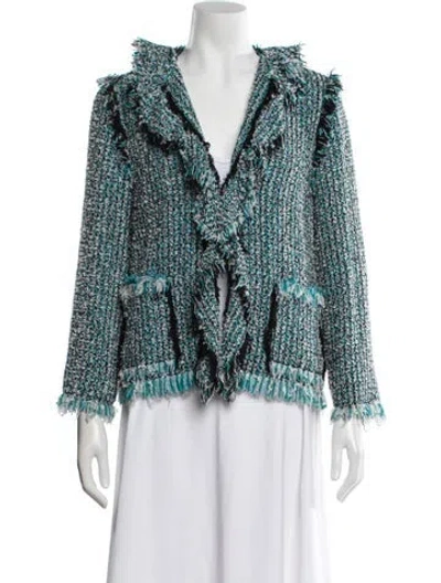 Pre-owned Lanvin Tweed Pattern Jacket In Blue