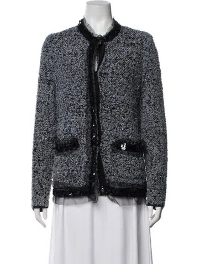 Pre-owned Lanvin Tweed Pattern Jacket In Blue
