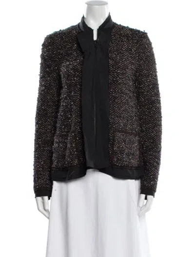 Pre-owned Lanvin Tweed Pattern Jacket In Brown