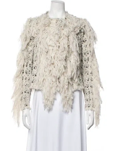 Pre-owned Lanvin Tweed Pattern Jacket In Neutrals