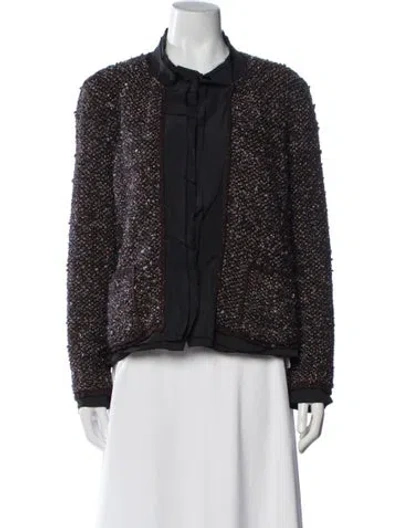Pre-owned Lanvin Tweed Pattern Jacket W/ Tags In Brown