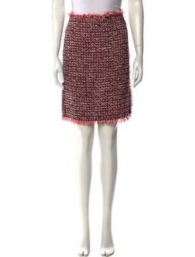 Pre-owned Lanvin Tweed Pattern Knee-length Skirt In Red