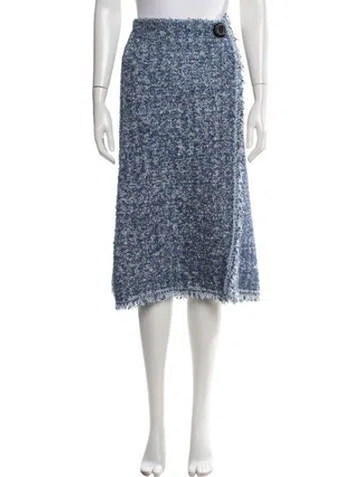 Pre-owned Lanvin Tweed Pattern Midi Length Skirt W/ Tags In Blue
