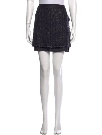 Pre-owned Lanvin Tweed Pattern Mini Skirt In Black