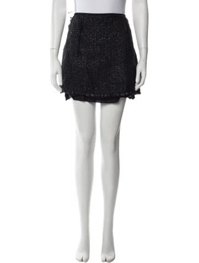 Pre-owned Lanvin Tweed Pattern Mini Skirt In Black