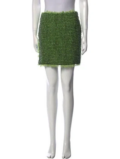 Pre-owned Lanvin Tweed Pattern Mini Skirt In Green