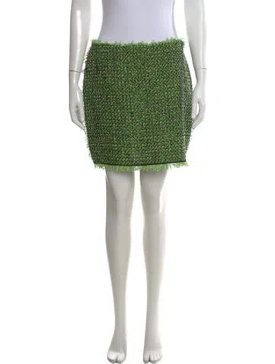 Pre-owned Lanvin Tweed Pattern Mini Skirt In Green