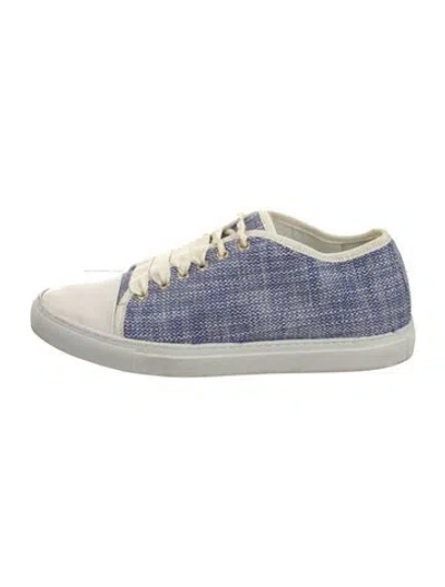 Pre-owned Lanvin Tweed Pattern Sneakers In Blue