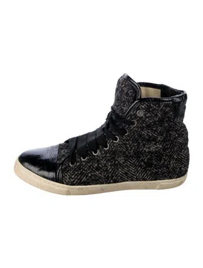 Pre-owned Lanvin Tweed Printed Sneakers In Blue
