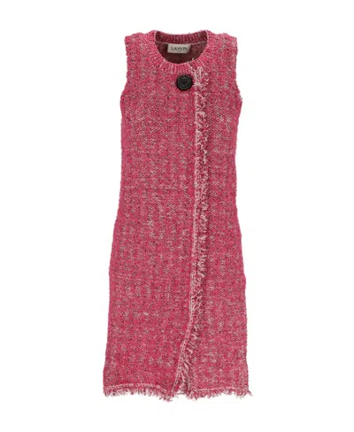 Lanvin Tweed Shift Dress In Pink