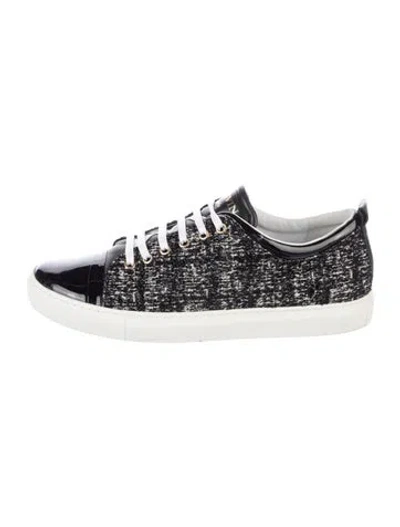 Pre-owned Lanvin Tweed Tweed Pattern Sneakers In Black
