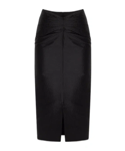 Lanvin Twist-detail Midi Skirt In Black