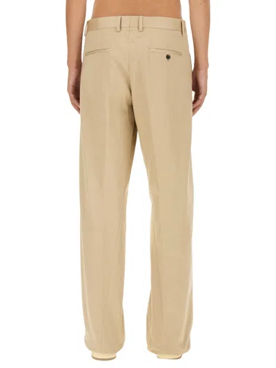 Lanvin Twisted Cotton Chino Trousers In Neutral
