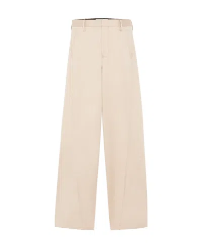 Lanvin Twisted Cotton Chino Trousers In Nude