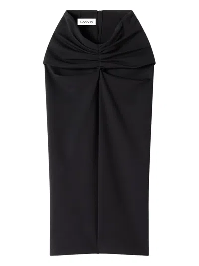 Lanvin Twisted-detail Midi Skirt In Black