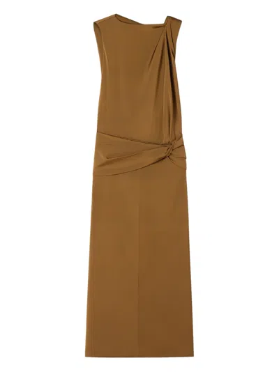 Lanvin Twisted-detail Sleeveless Midi Dress In Brown