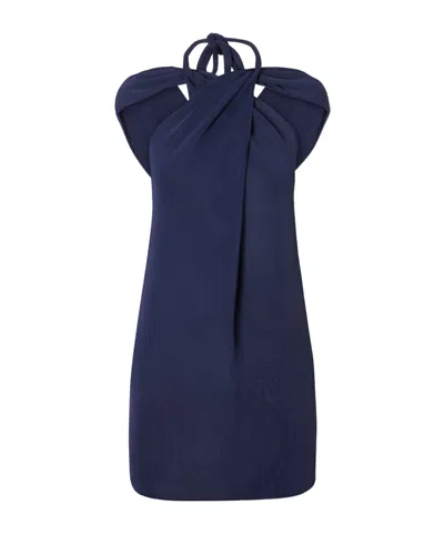 Lanvin Choker Jersey Halterneck Tunic In Blue