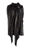 Lanvin Twisted Leather Top In Black