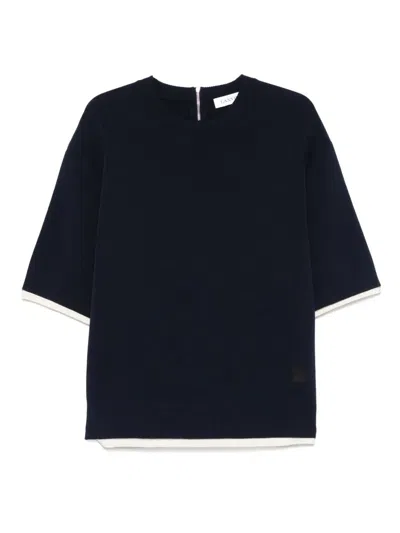 LANVIN TWO-LAYER T-SHIRT BY LANVIN,RM.TS0034.K062.E25 29 NAVY BLUE