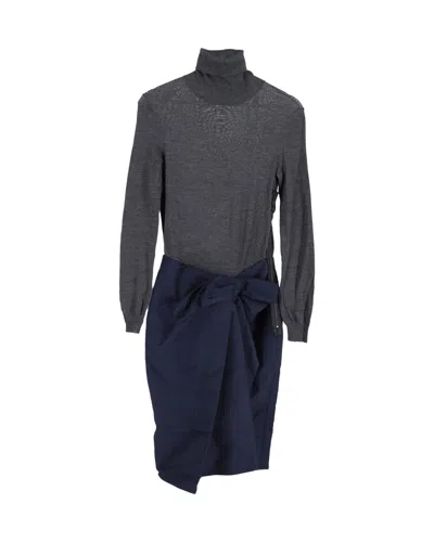 Lanvin Two-piece Effect Dress In Grey And Navy Cotton