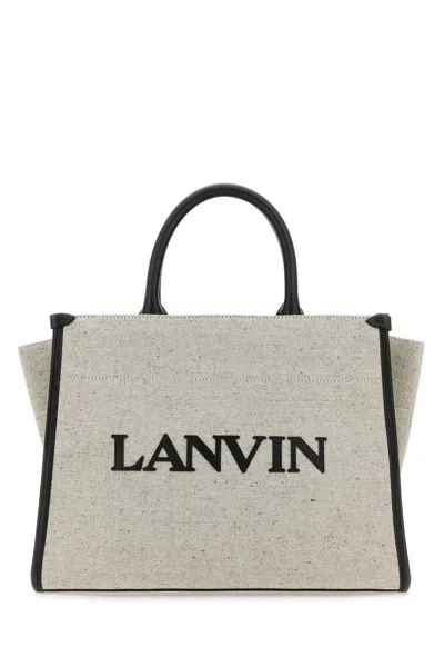 LANVIN TWO-TONE CANVAS SMALL IN & OUT SHOPPING BAG