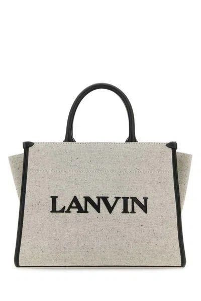 LANVIN LANVIN TWO-TONE CANVAS SMALL IN & OUT SHOPPING BAG