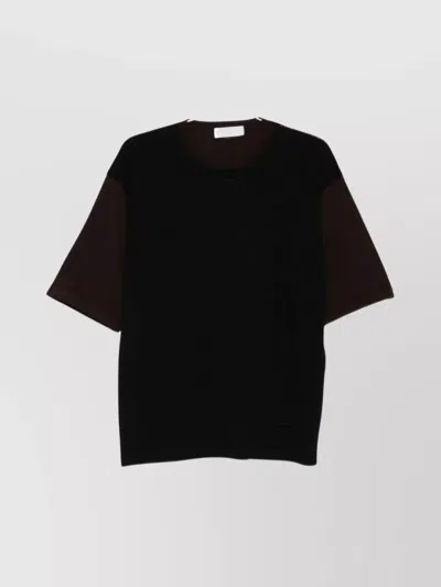 LANVIN TWO-TONE CREW NECK SHORT SLEEVE TOP