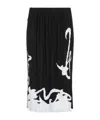 Lanvin Pleated Long Skirt Abstract Pattern In Black