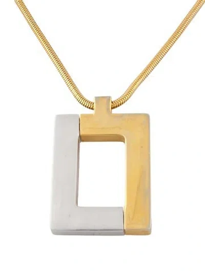 Pre-owned Lanvin Two-tone Pendant Necklace, 19.25" In Multi