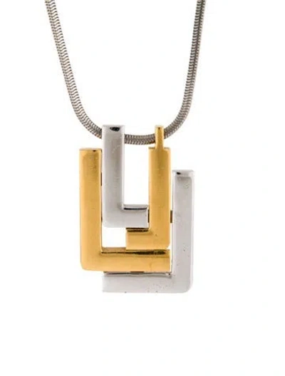Pre-owned Lanvin Two-tone Pendant Necklace, 30.5" In Multicolor
