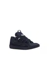 Lanvin Curb Lace-up Embossed-logo Sneakers In Blue