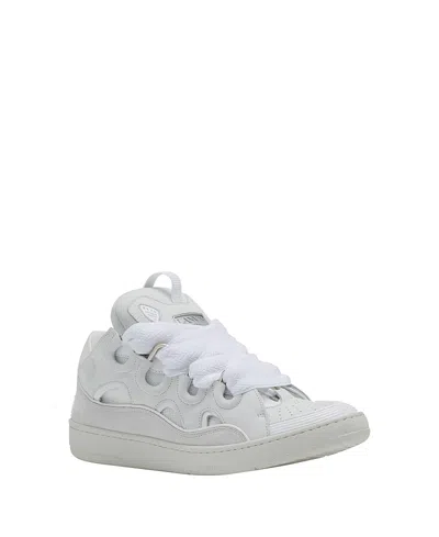 Lanvin Unisex Curb Leather Sneakers In White