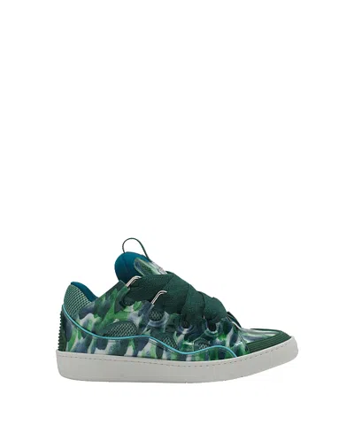 Lanvin Unisex Curb Leather Sneakers With Sparkles In Multi