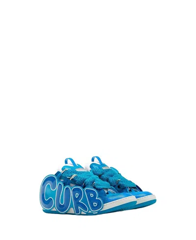 Lanvin Unisex Curb Patch Sneakers In Leather In Blue
