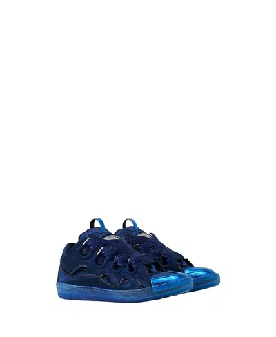 Lanvin Unisex Curb Sneakers In Satin In Blue