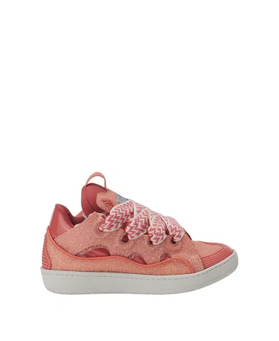 Lanvin Unisex Curb Sneakers In Speckled Leather In Pink