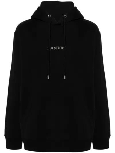 Lanvin Unisex Embroidered Oversized Hoodie In Black