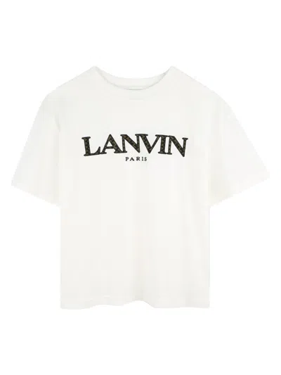 Lanvin Unisex Logo T-shirt For Kids In White