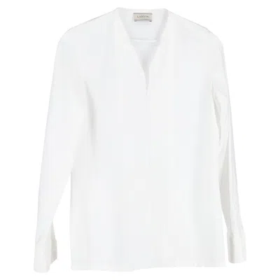 Lanvin V-neck Blouse In White Cotton