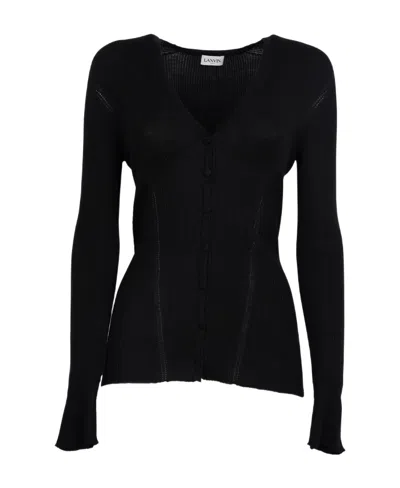 Lanvin V-neck Buttoned Cardigan In Black
