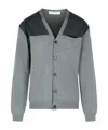 Lanvin V-neck Wool Cardigan Long Sleeves In Gray